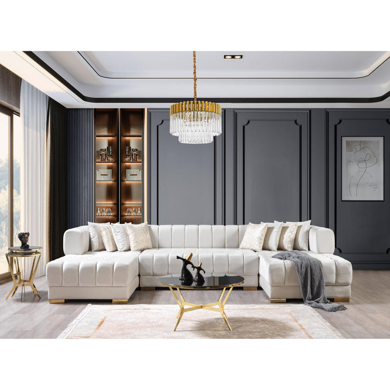 Nova Wholesale Furniture Ariana Fabric 3 pc Sectional ARIANAIVORY-SEC IMAGE 4