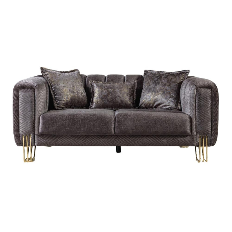 Nova Wholesale Furniture Santana Stationary Fabric Loveseat SANTANASMOKE-L IMAGE 1