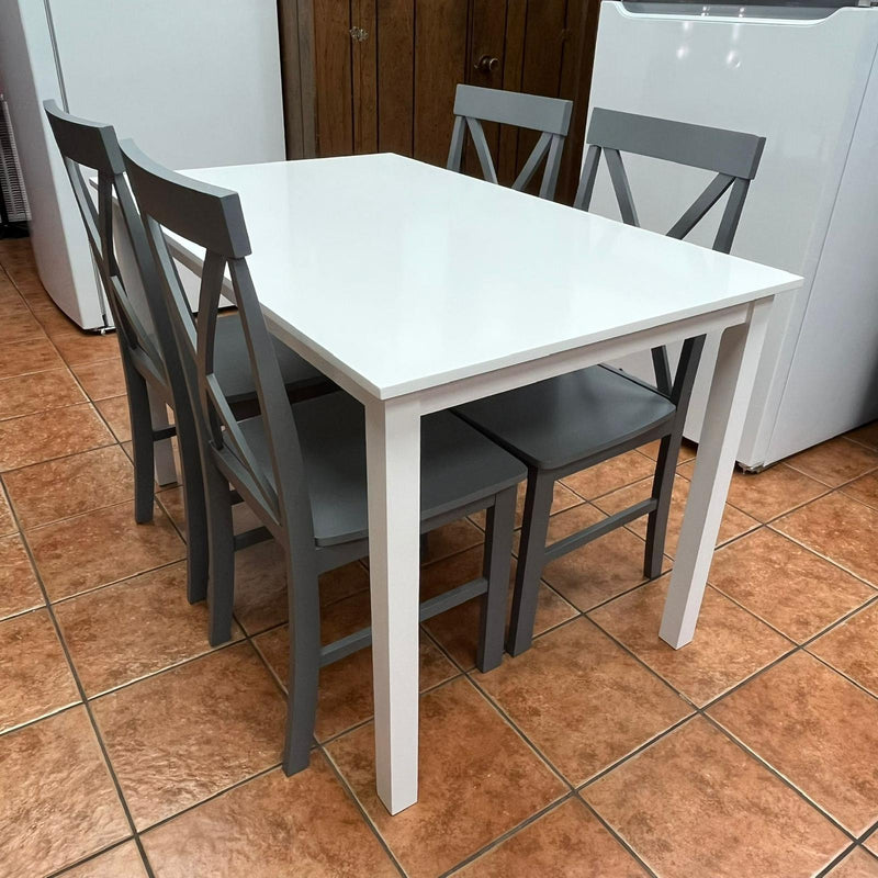 Solid Wood Dining Table White Table with Grey Chairs Clearance