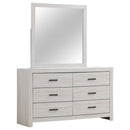 Coaster Furniture Brantford 207053M 6-Drawer Dresser with Mirror - Coastal White IMAGE 1