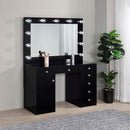 Coaster Furniture Acena 931144 7-Drawer Vanity Set with Lighting - Black High Gloss IMAGE 9