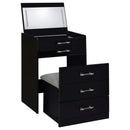 Coaster Furniture Danbury 930209 3-Drawer Makeup Vanity & Stool - Set Black High Gloss IMAGE 3