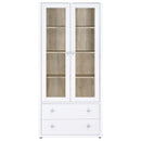 Coaster Furniture Hawthorne 953477 4-shelf Glass Door Tall Cabinet with Drawers - White IMAGE 3