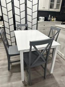 Solid Wood Dining Table White Table with Grey Chairs Clearance