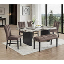  Crown Mark Vega Dining Table with Faux Marble Top and Pedestal Base 1420T-3972-LEG/1420T-3972-TOP IMAGE 3