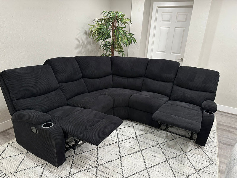 Empire Fabric Sectional Sofa In Black