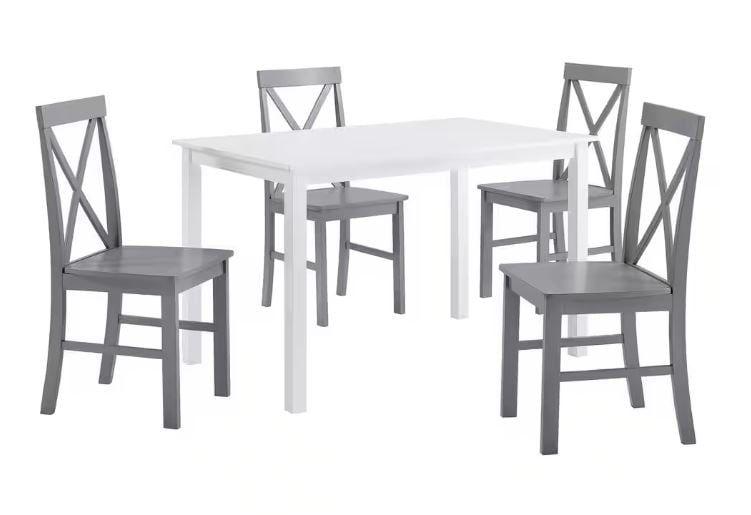 Solid Wood Dining Table White Table with Grey Chairs Clearance