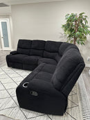 Empire Fabric Sectional Sofa In Black