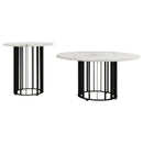  Coaster Furniture Haven 706208-S2 2-piece Round Marble Coffee and End Table Set - Black IMAGE 1