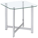  Coaster Furniture Cronin 706568-S3 3-piece Tempered Glass Top Coffee Table Set - Chrome IMAGE 10