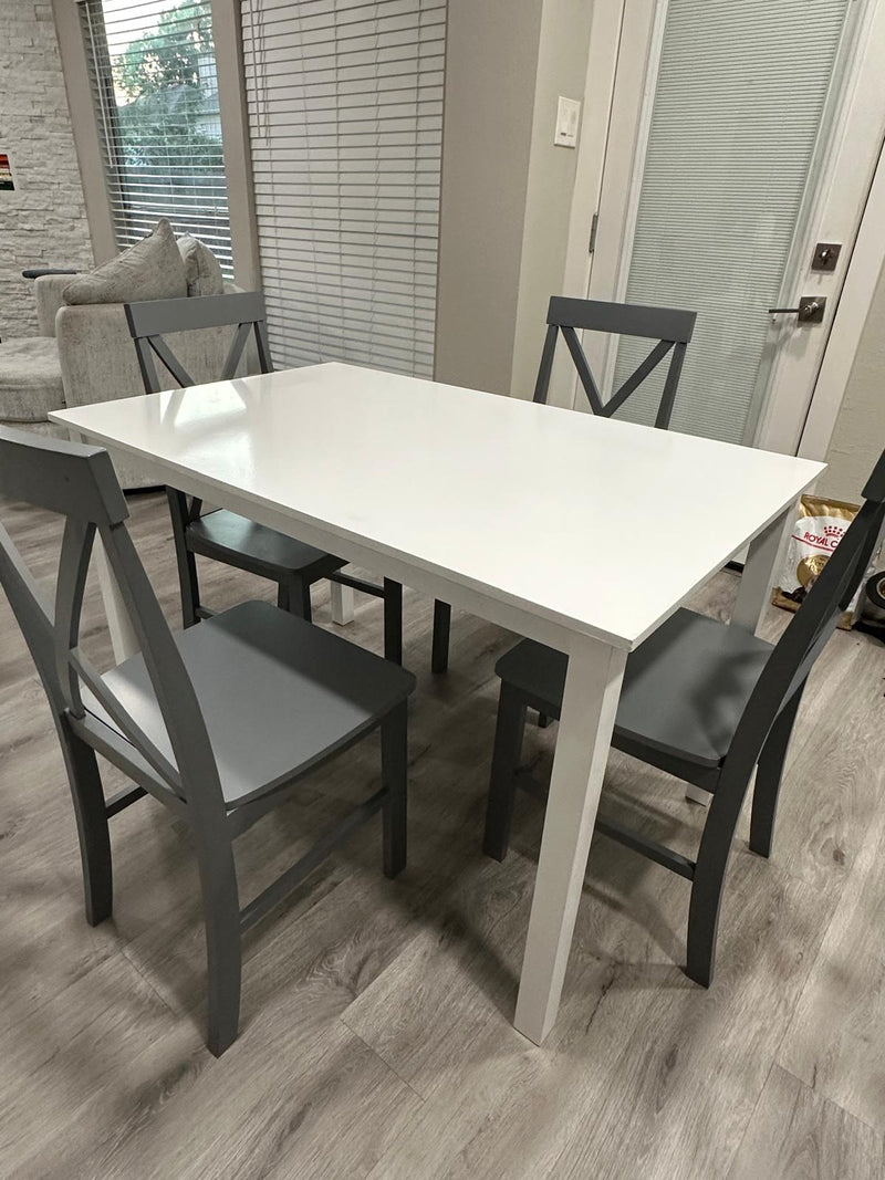 Solid Wood Dining Table White Table with Grey Chairs Clearance