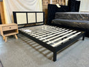 Solid Wood Rattan Paneled Platform Queen Bed - Black