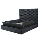 Velvet Upholstered Paris Platform Bed Frame with Storage - Black
