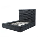 Velvet Upholstered Paris Platform Bed Frame with Storage - Black