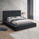 Velvet Upholstered Paris Platform Bed Frame with Storage - Black
