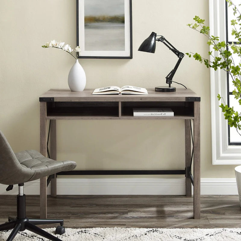 Farmhouse Metal and Wood Desk - Grey Wash