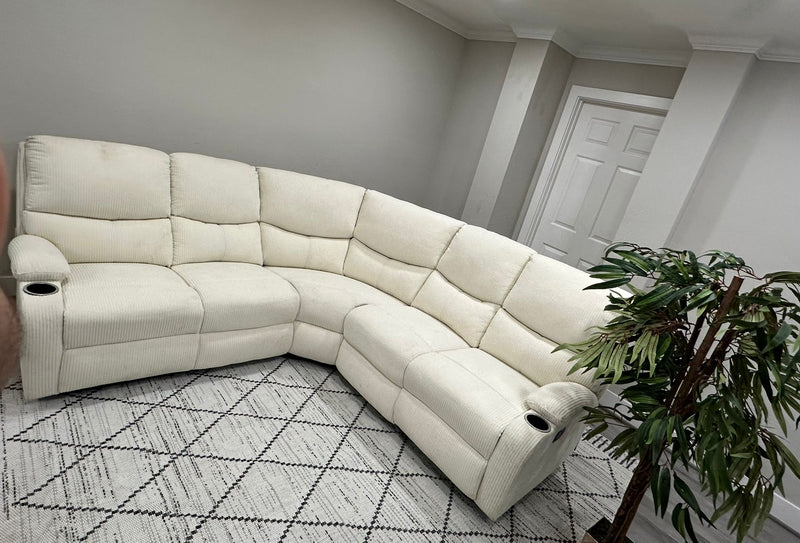 Beige Fabric Reclining Sectional Sofa