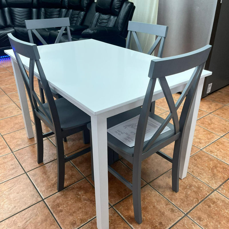 Solid Wood Dining Table White Table with Grey Chairs Clearance