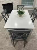 Solid Wood Dining Table White Table with Grey Chairs Clearance