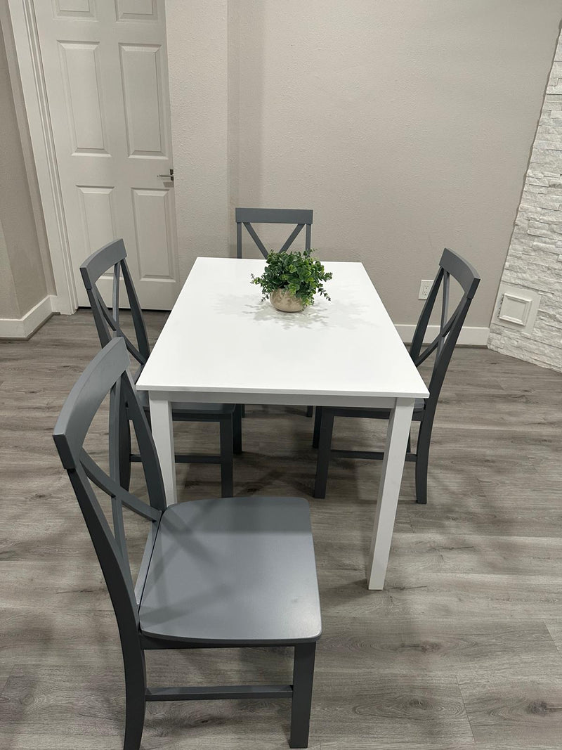 Solid Wood Dining Table White Table with Grey Chairs Clearance