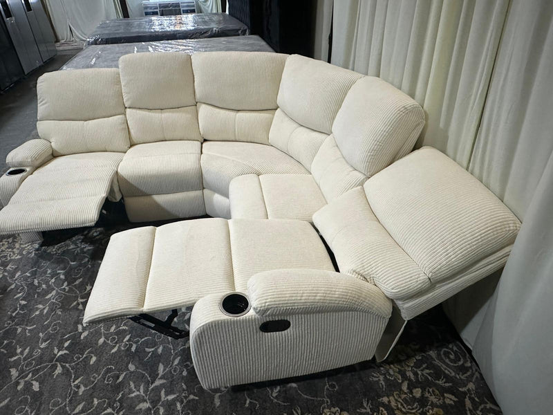 Beige Fabric Reclining Sectional Sofa