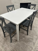 Solid Wood Dining Table White Table with Grey Chairs Clearance
