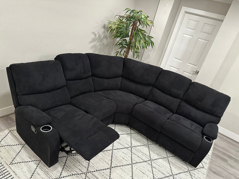 Empire Fabric Sectional Sofa In Black