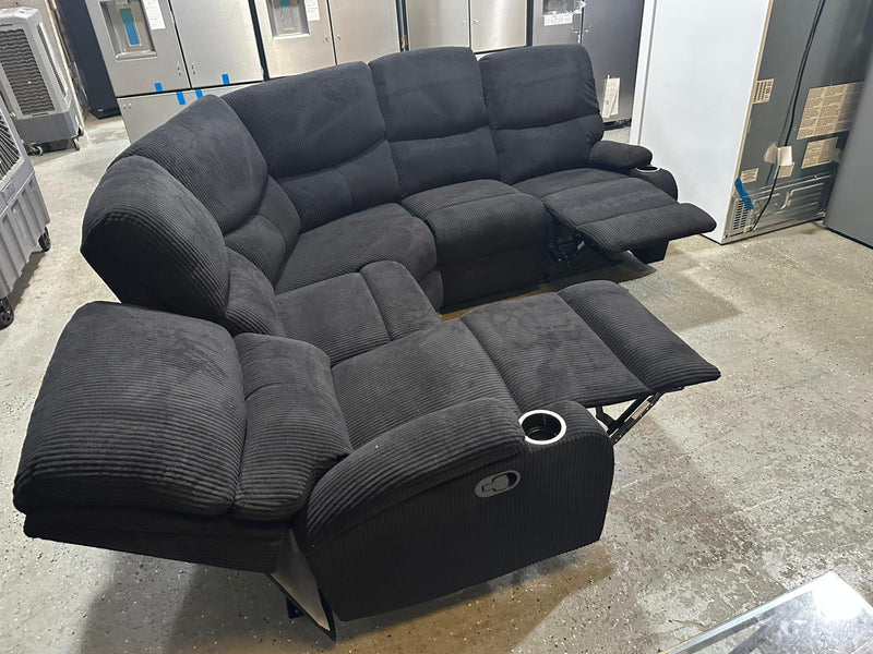 Empire Fabric Sectional Sofa In Black