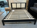 Solid Wood Rattan Paneled Platform Queen Bed - Black