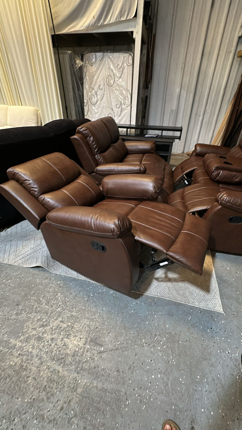 Brown Reclining 3PC Sofa Set