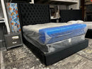 TUFTED TALL 6FT HEADBOARD VELVET BED FRAME IN QUEEN AND KING SIZE BRAND NEW