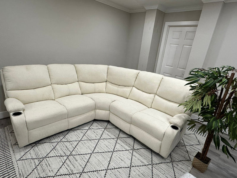 Beige Fabric Reclining Sectional Sofa