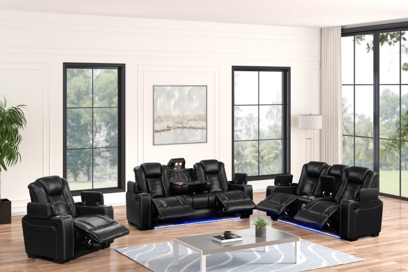 Stephano Reclining Sofa Set Black