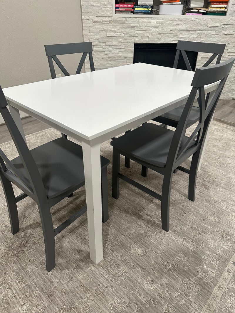 Solid Wood Dining Table White Table with Grey Chairs Clearance