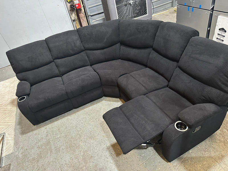 Empire Fabric Sectional Sofa In Black