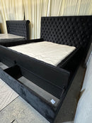 Paris Black Platform Bed Queen, King