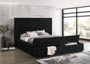 Velvet Upholstered Paris Platform Bed Frame with Storage - Black